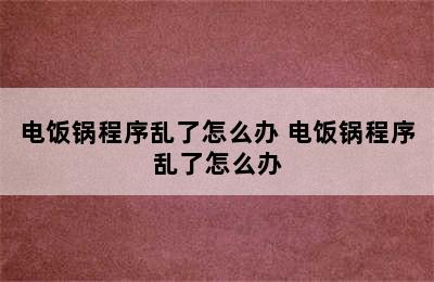 电饭锅程序乱了怎么办 电饭锅程序乱了怎么办